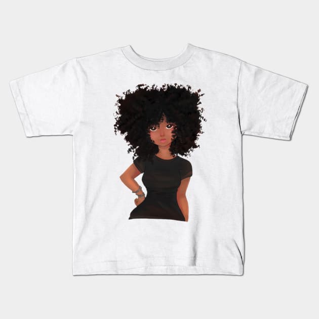 Naturally Curly Brown Skinned Woman Kids T-Shirt by NaturallyBlack